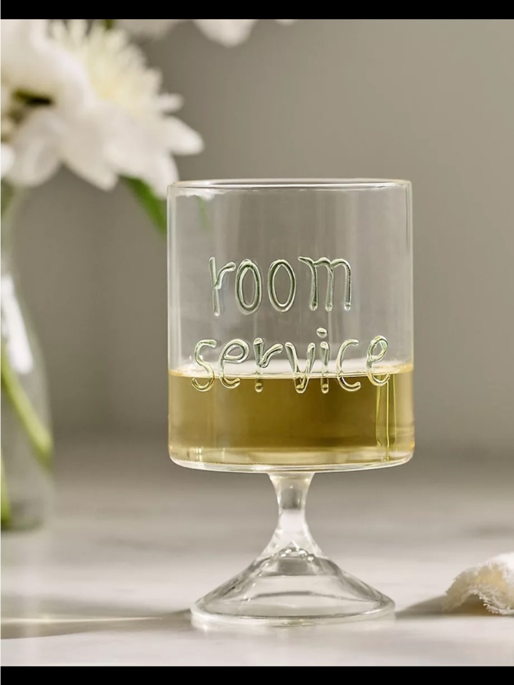 Anthropologie Room Service Clear Stemmed Wine Glass.